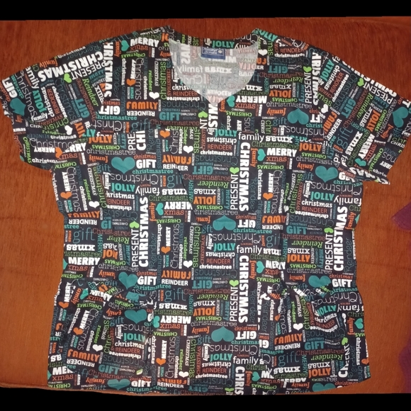 Xmas Scrub Top by Sanibel - Picture 1 of 4